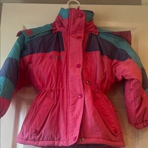 Vibrant Pink and Purple Kids Puffer Jacket